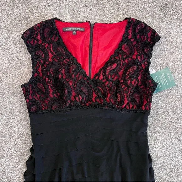 Jones Wear Dress NWT Lace Sleeveless Knee Length Ruffle Dress Women’s Size 10, - Picture 6 of 16